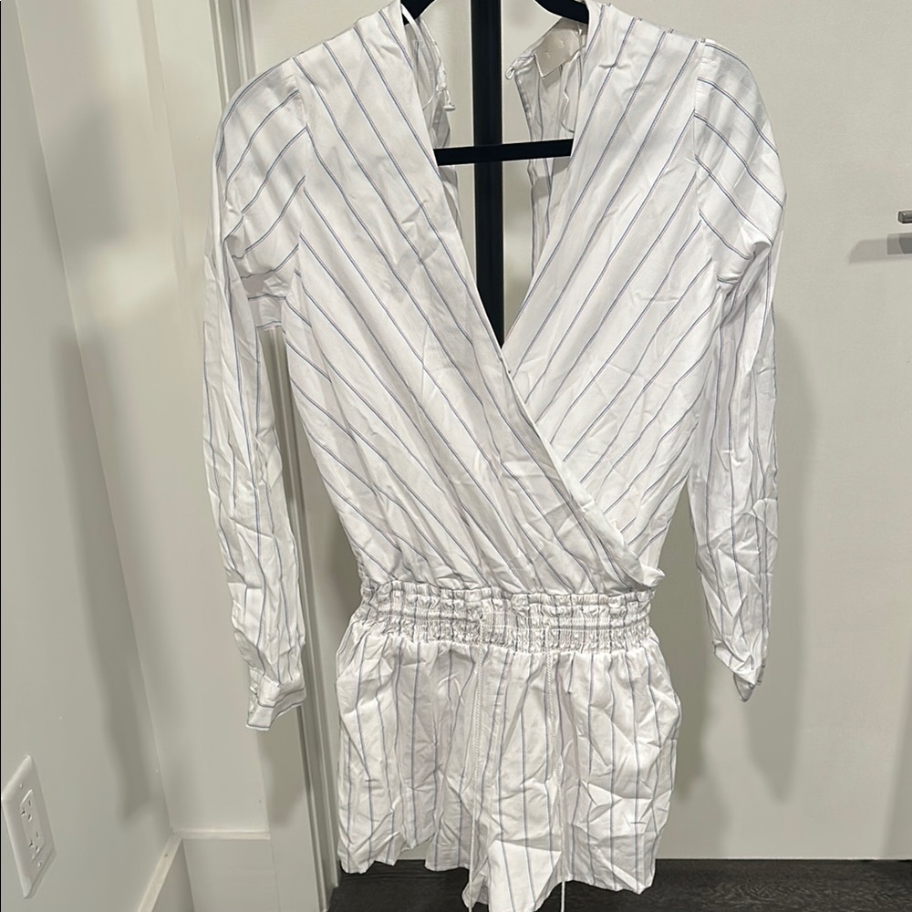 Striped White Wrap Romper